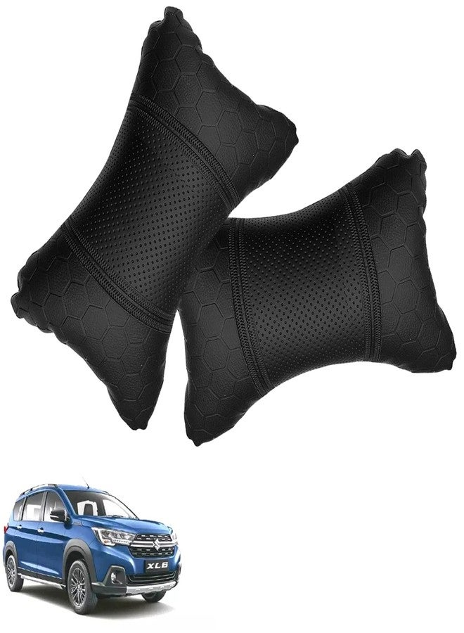 Adroitz Car Neck Rest Football Design Black Pillow/Cushion (Set of 2) for XL6_PR464 - Image 1